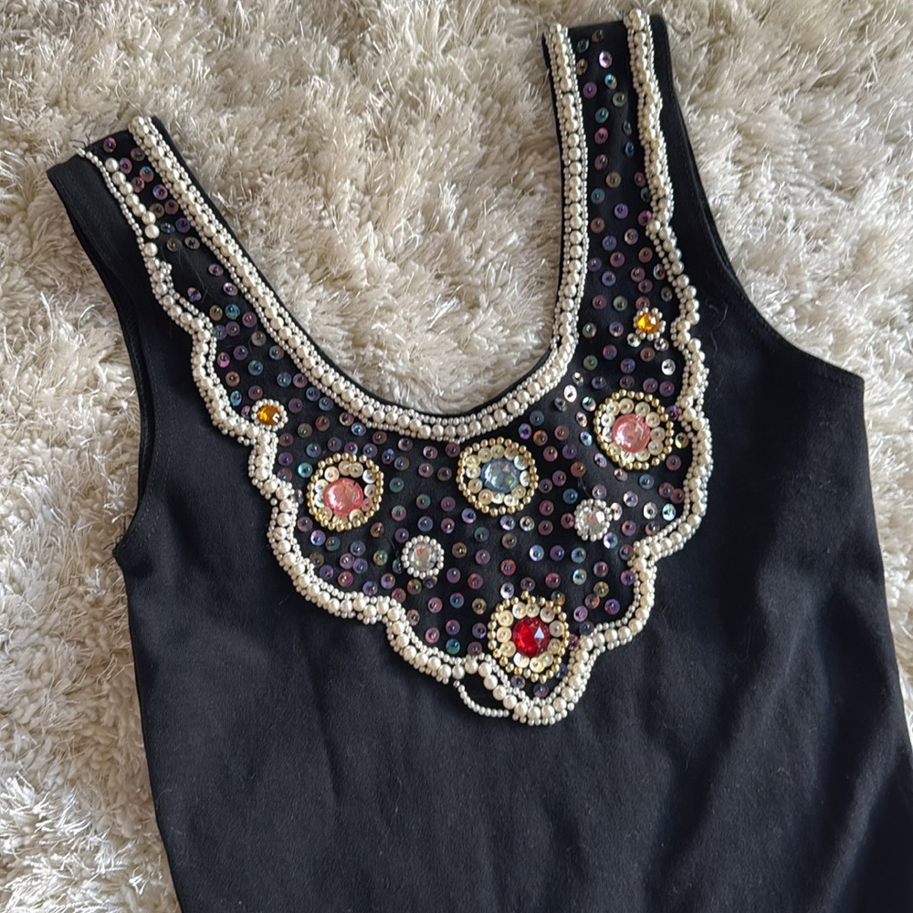 In Charge Vintage Rhinestone Embellished Bodysuit